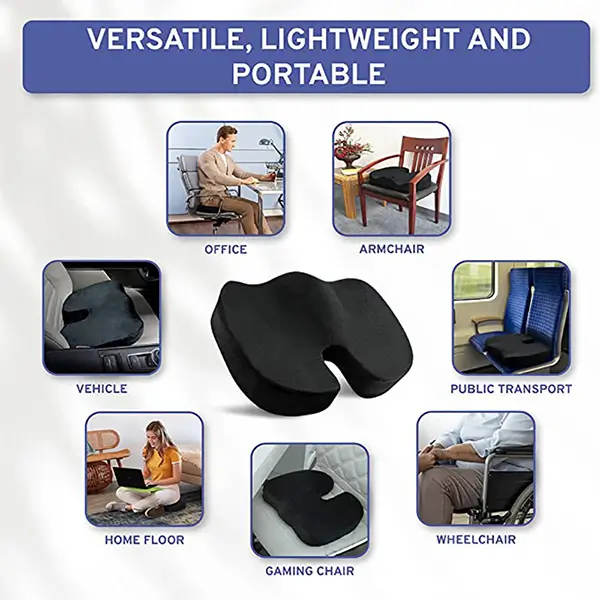 multi-function of a memory foam coccyx seat cushion