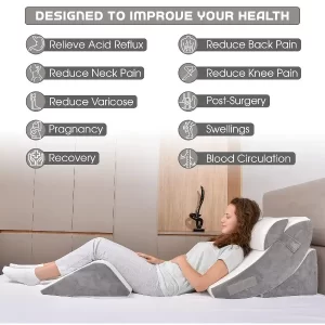 features display of the memory foam bed wedge pillow set